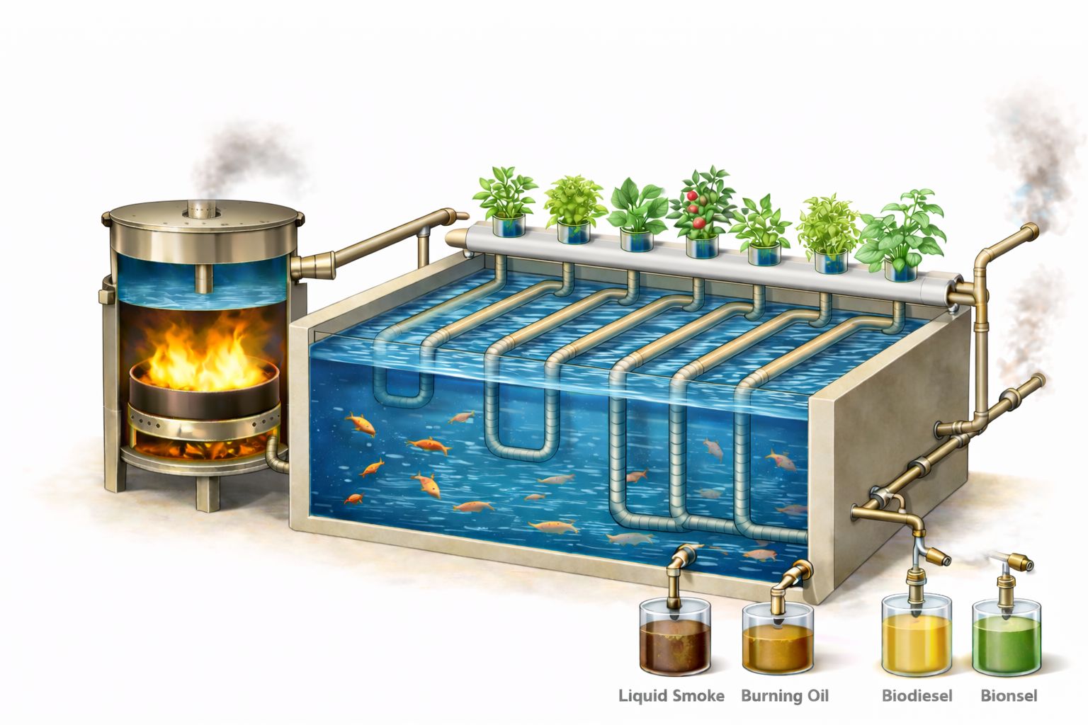Sistem Pirolisis Terpadu Energi dan Akuaponik NES